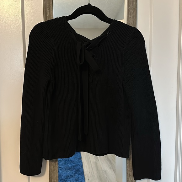 Loft black knit sweater with tie in the back size medium! - Picture 2 of 6